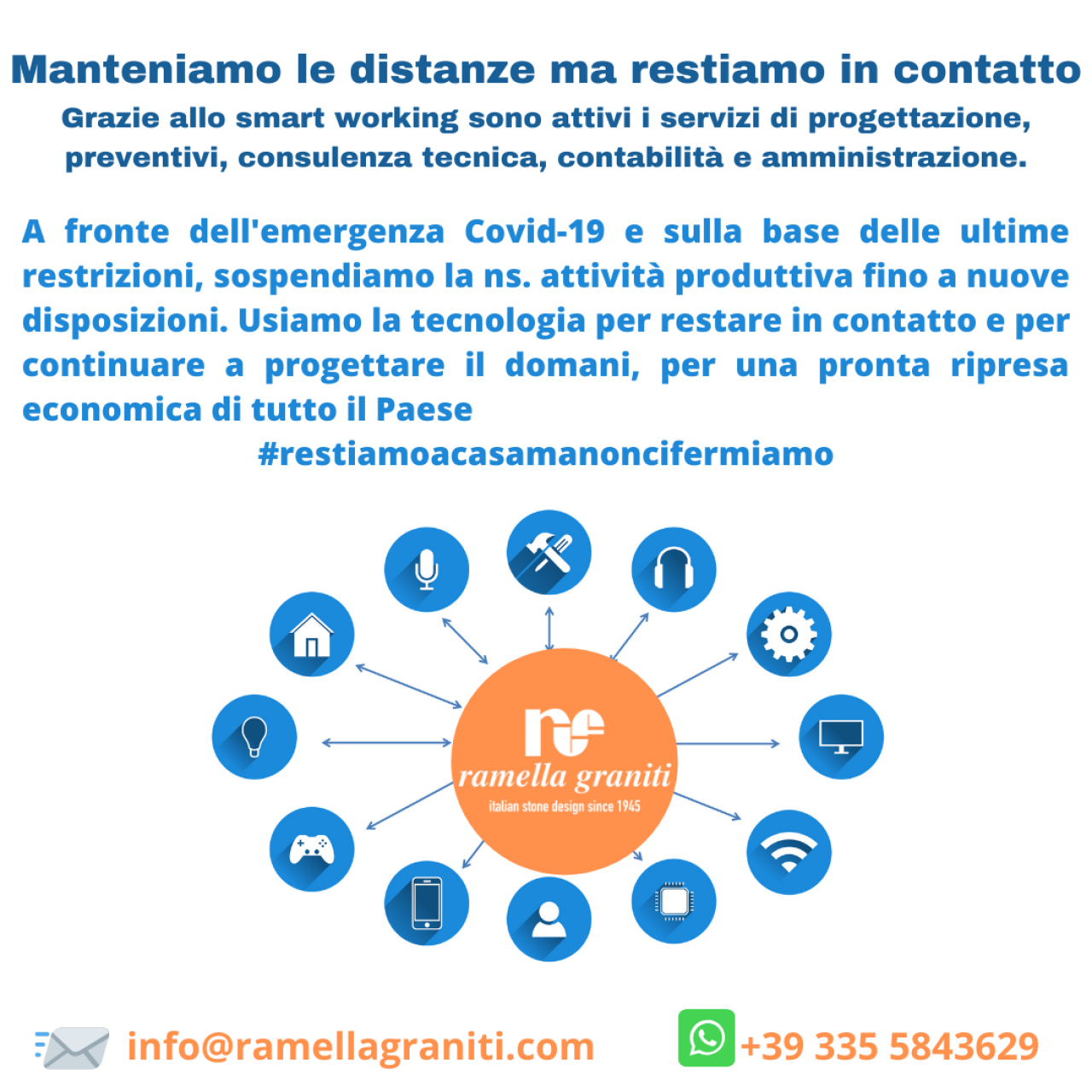 Ramella Graniti Manteniamo le distanze ma restiamo in contatto
