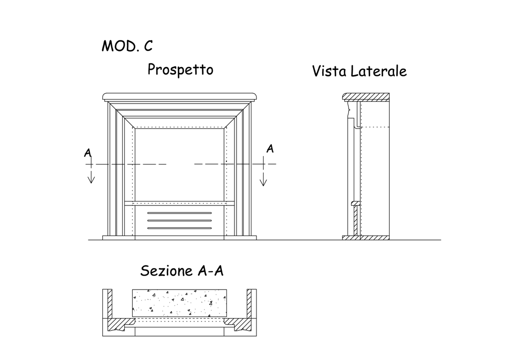 Ramella Graniti Rivestimento camino dim.150x140 cm