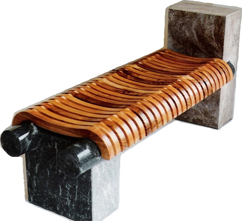 Ramella Graniti Ingot bench  -Wood designed by Arch. Enrico Besutti.