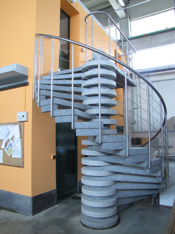 Ramella Graniti Spiral staircase in Labrador and Rosa Beta.